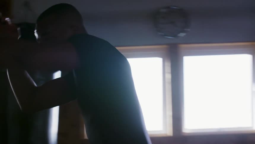 A man is shadowboxing