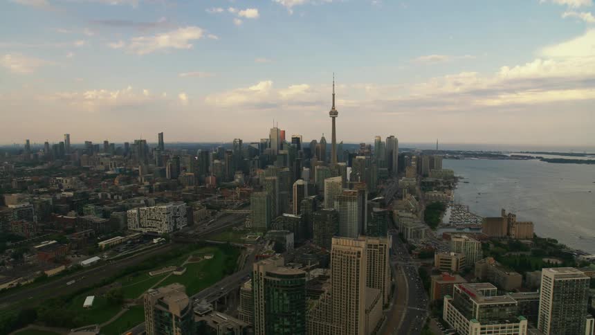 Tall buildings and skyscrapers in the city of toronto along the waterfront