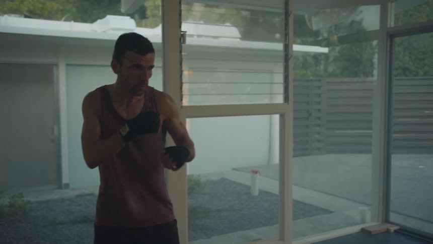 A man practicing boxing