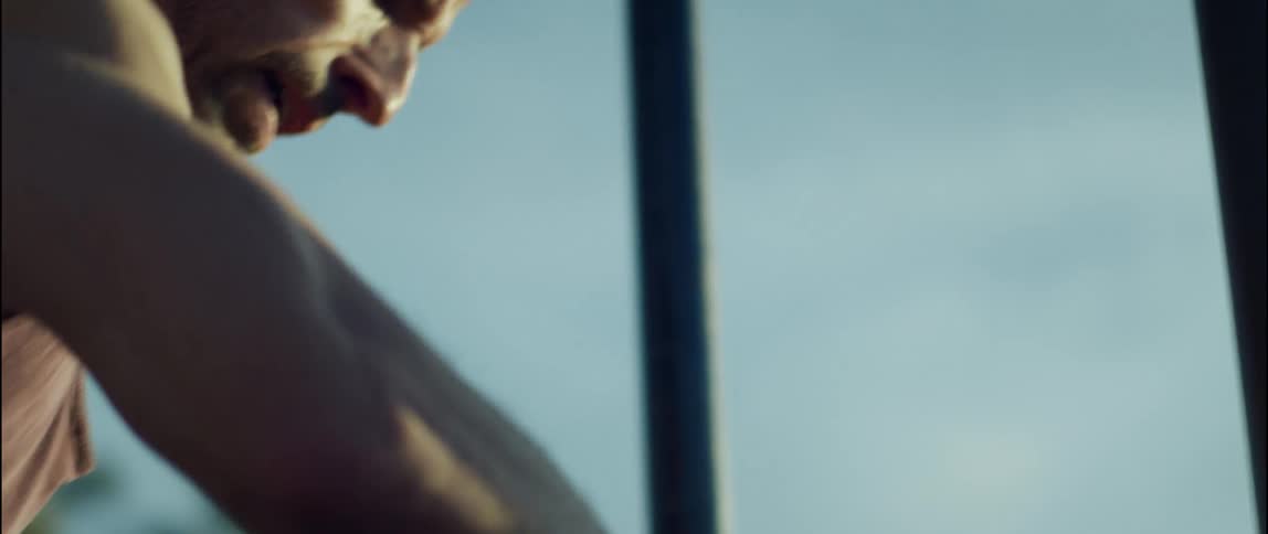 A man exercises outside