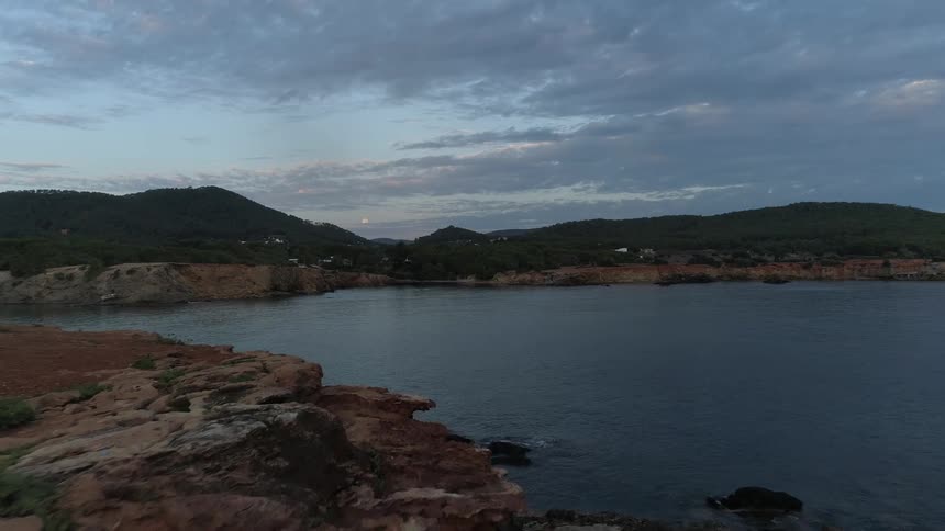 The lake is surrounded by rocks