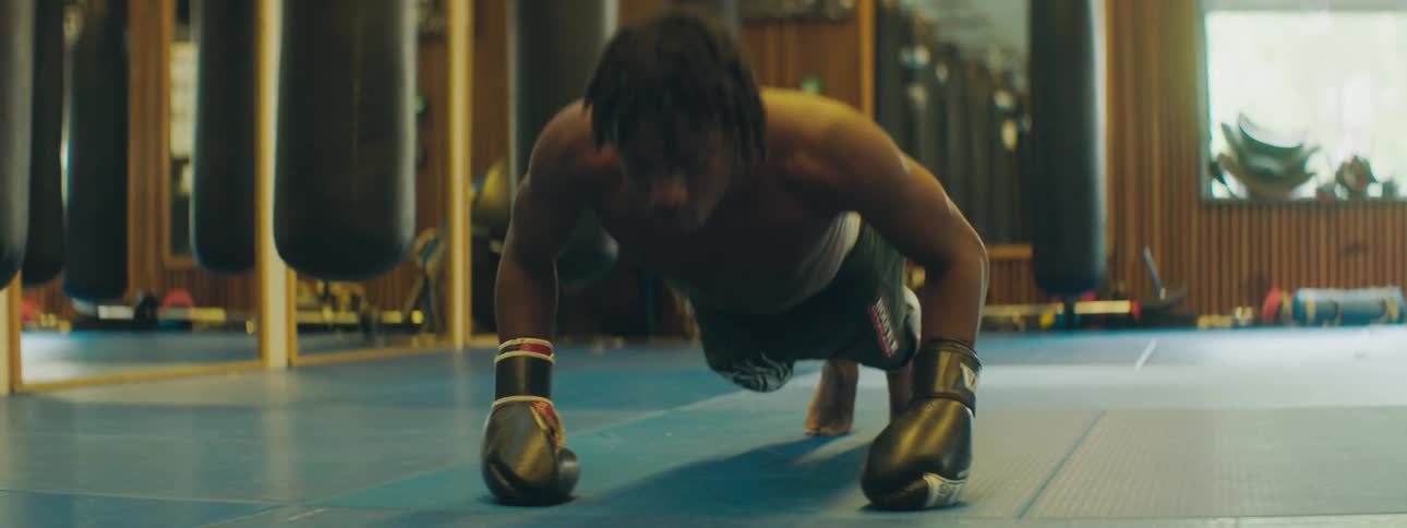 A young man doing push ups