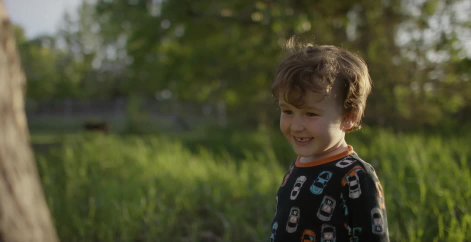 A child is running outside