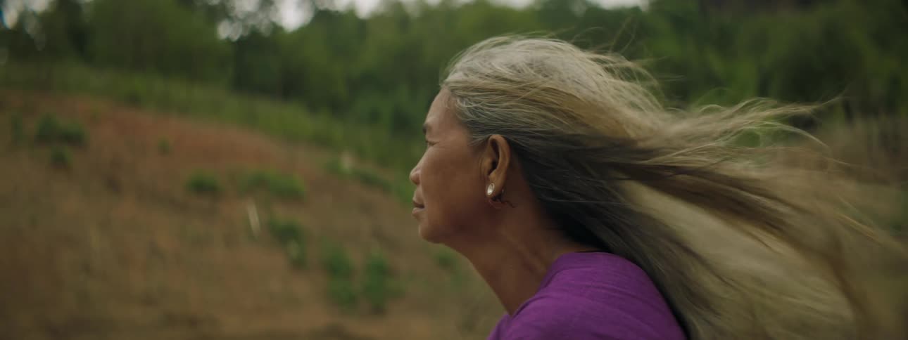 A woman looking around the landscape