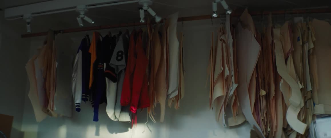 Clothes is hanging in the room