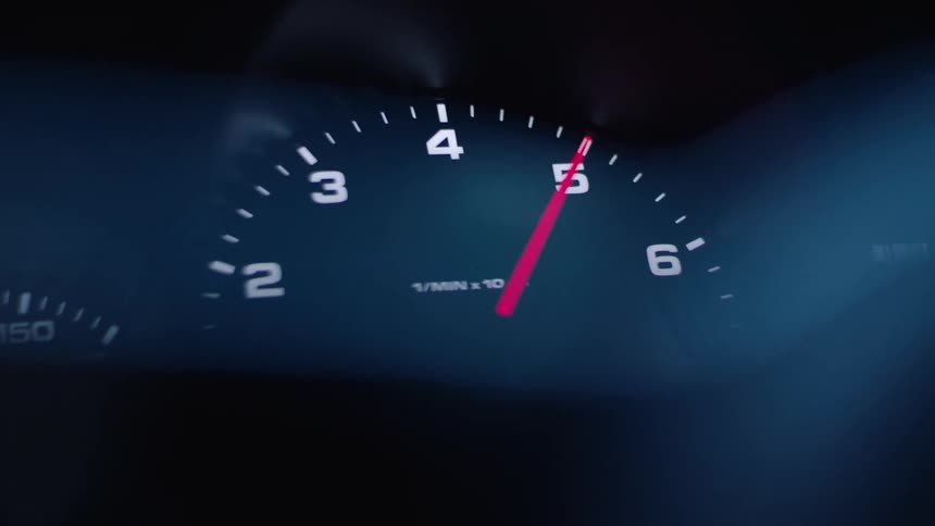 A speedometer is displayed in a vehicle