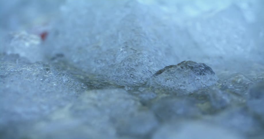 Water flowing with ice