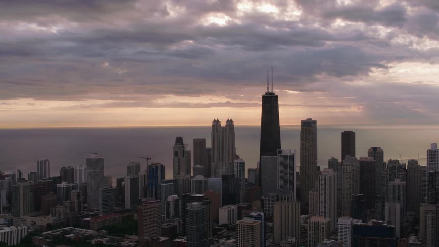 Heavy clouds are over the city