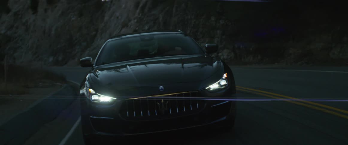A car travels on the highway