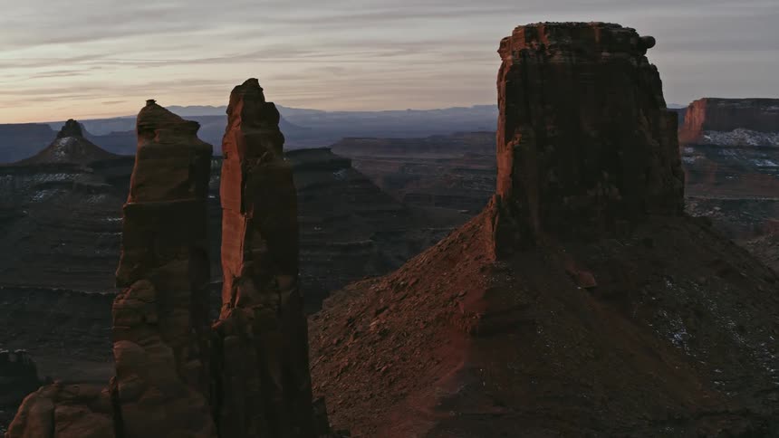 An aerial view of cliffs in a canyon
