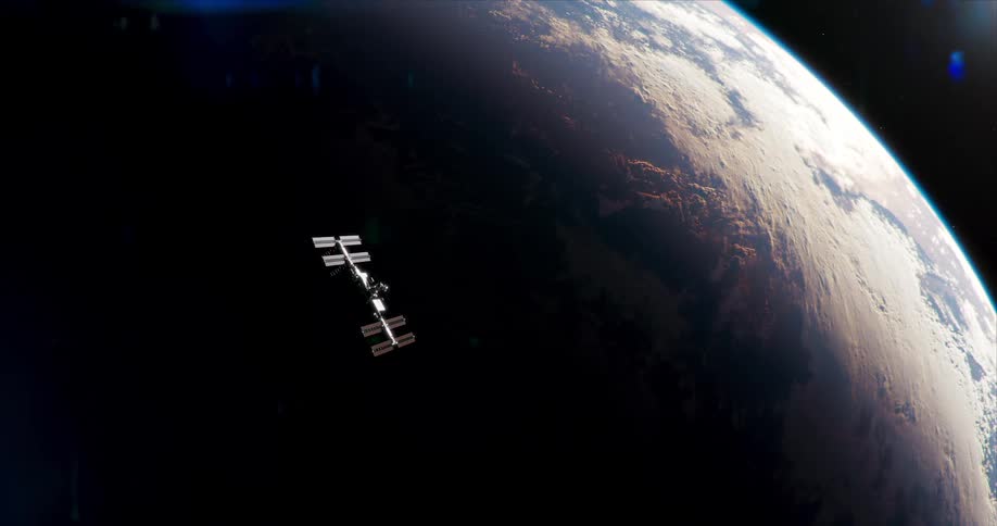 A satellite is floating in space over the earth