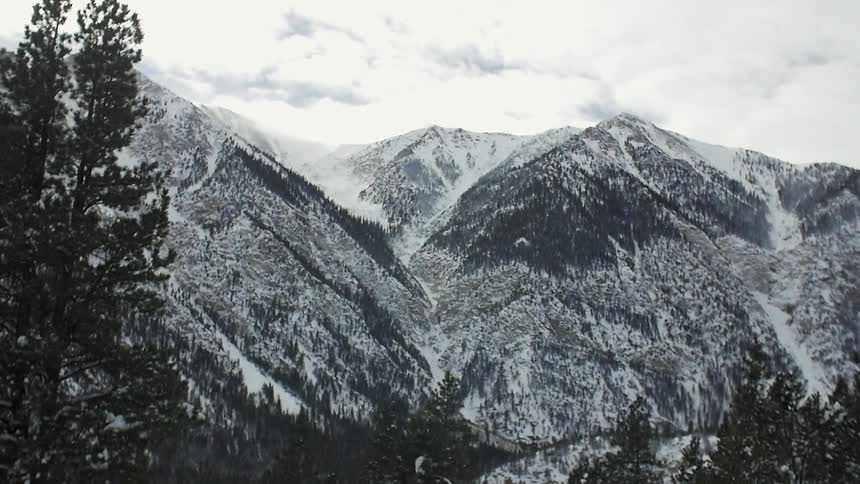 Large mountains partially covered with snow