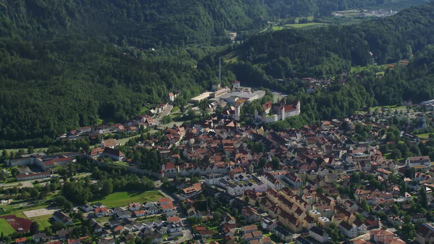 An aerial view of houses in a neighborhood