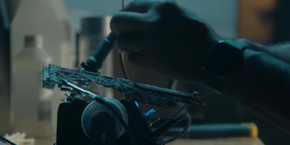 A man cleans a piece of equipment with a cotton swab