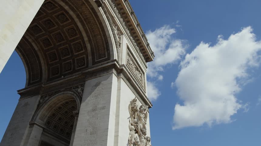 View of arc de triomphe against the blue sky