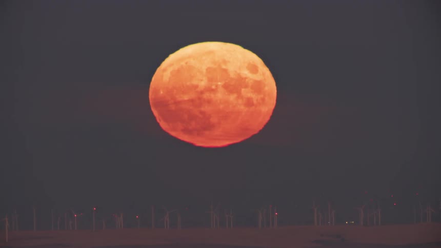 A view of a red moon