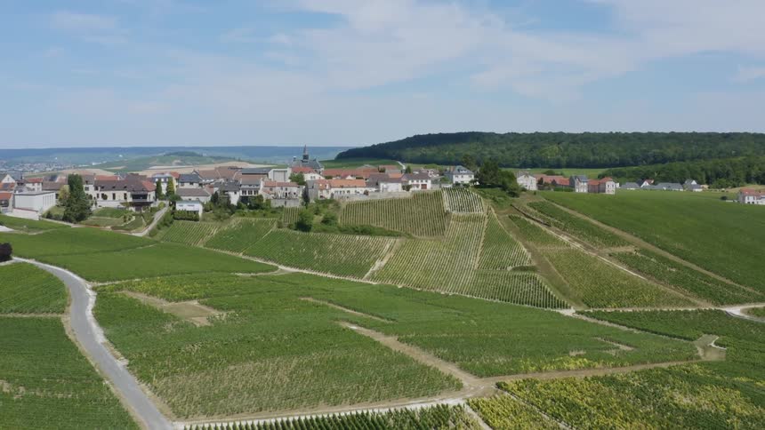 Aerial view of a farmland area is displayed during spring
