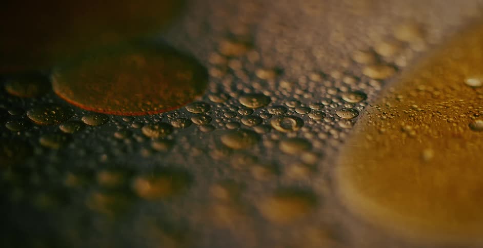Bubbles of an oily substance move in water