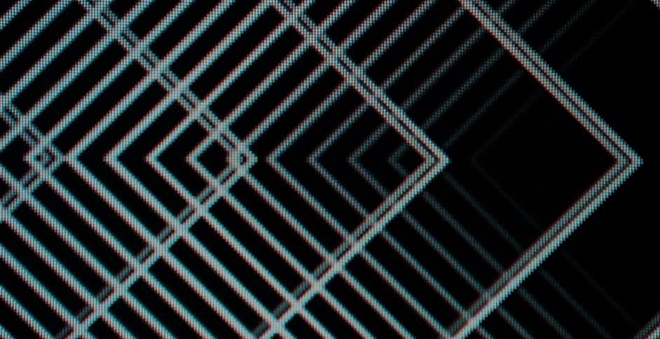 Triangles are moving out in a chevron shape and overlapping each other
