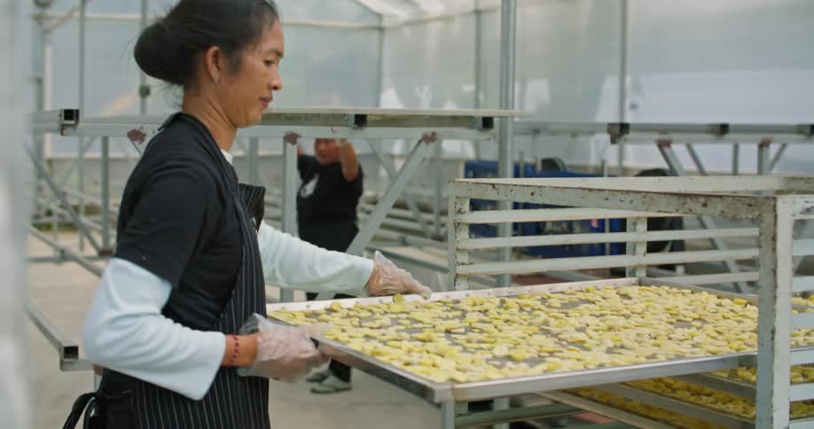 Two people working in a factory
