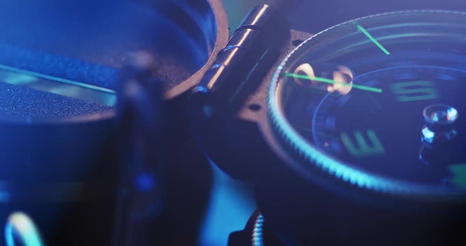 The dial on a compass is spinning