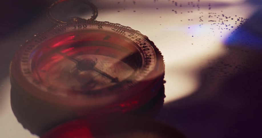 Compass finds direction with a needle moving underwater