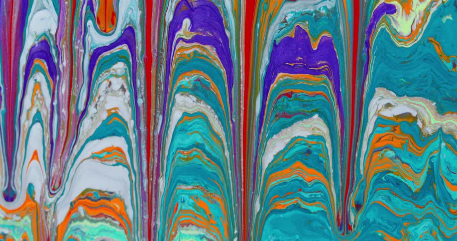Abstract footage of paint moving on artwork