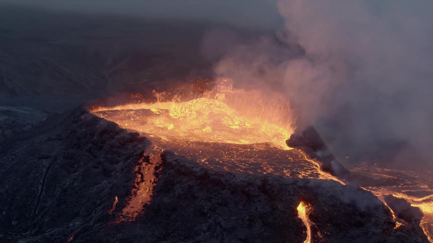 Lava erupting from a volcano