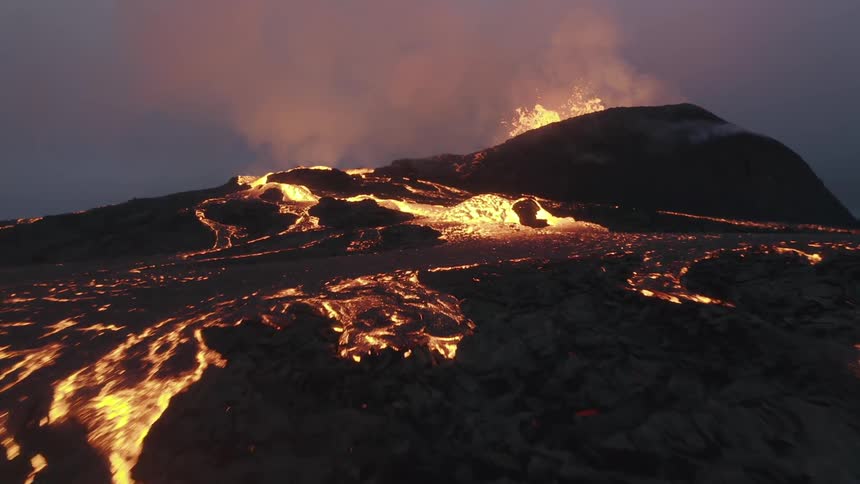 Lava erupting from a volcano