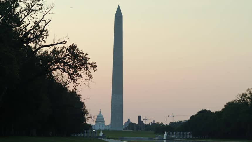 The Washington Monument and US Capitol Building in the Morning Sky in Washington DC
