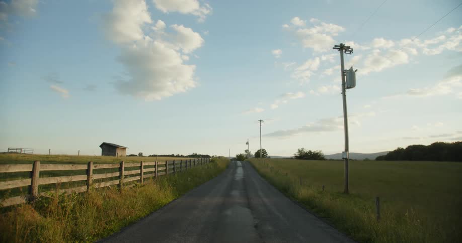 A road between two fields on farmland