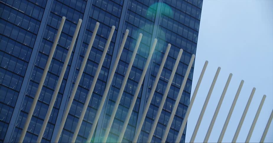Twisting footage of the new york world trade center transportation hub