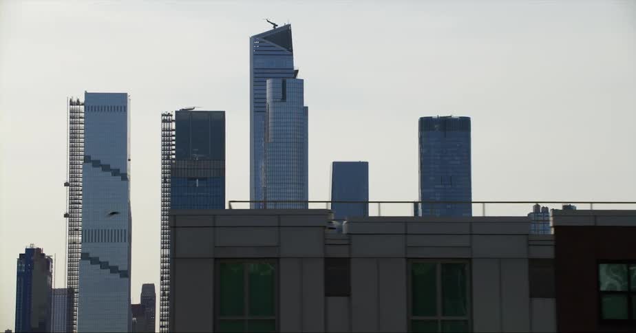 A number of towering skyscrapers line this metropolitan skyline
