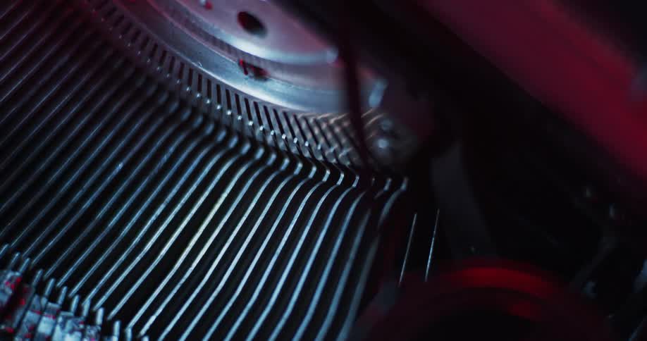 Light shines on an old antique typewriter