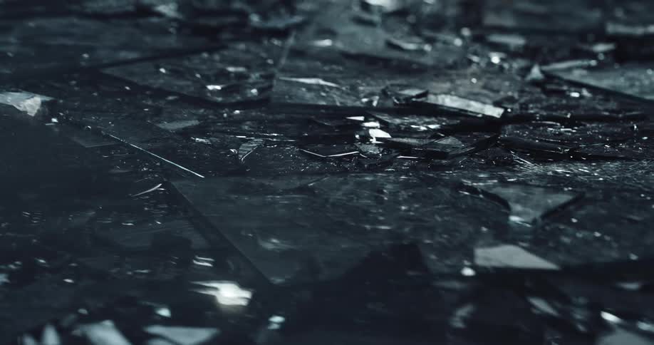 Shattered ice on the ground
