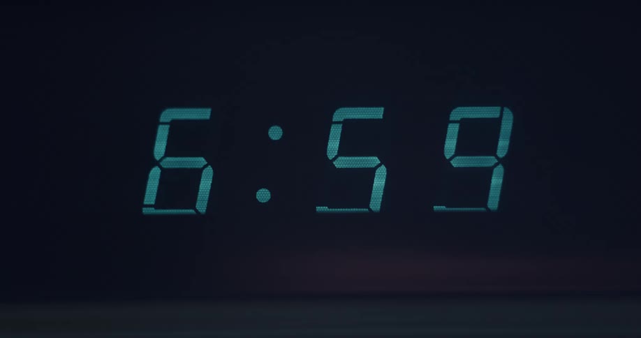 The numbers on a digital clock change