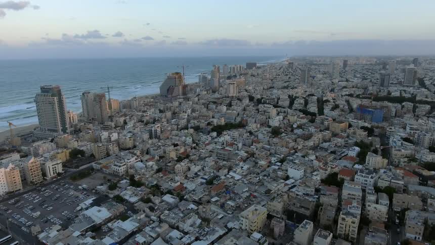 A dense city near a beach