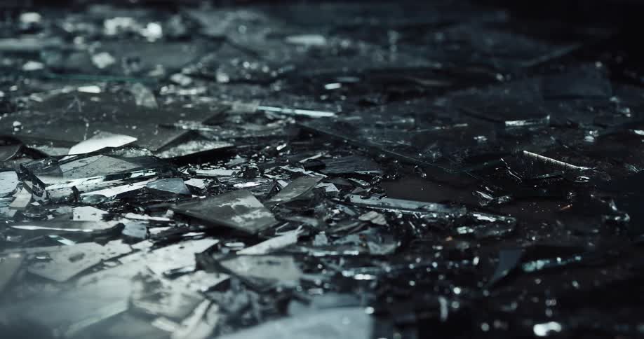 Street is littered with fragments of broken glass at crime scene