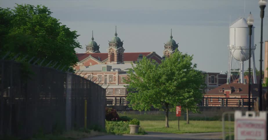 Fences are before the building in town