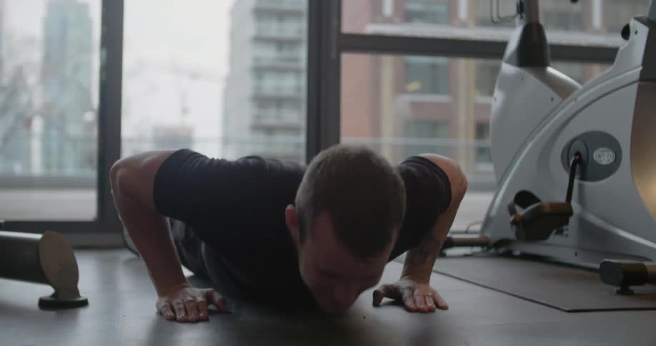 A man performing push ups