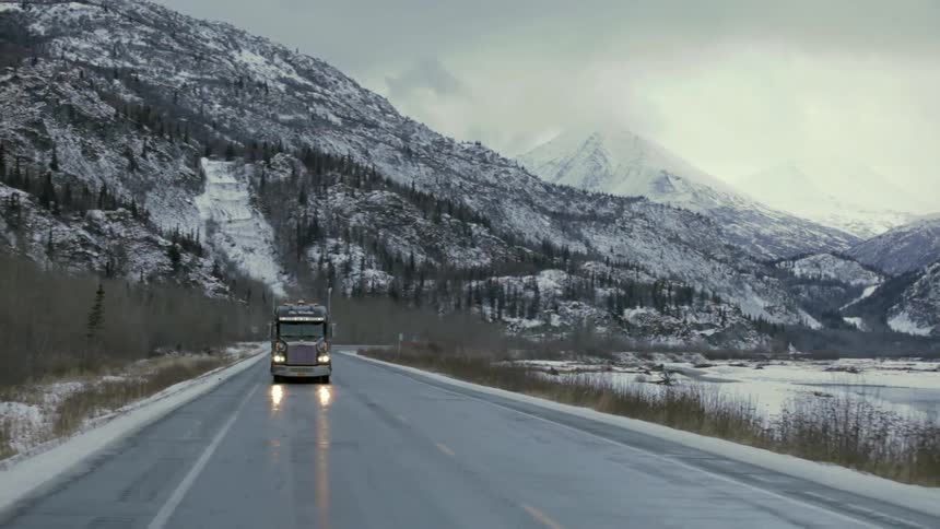 A truck on an icy road