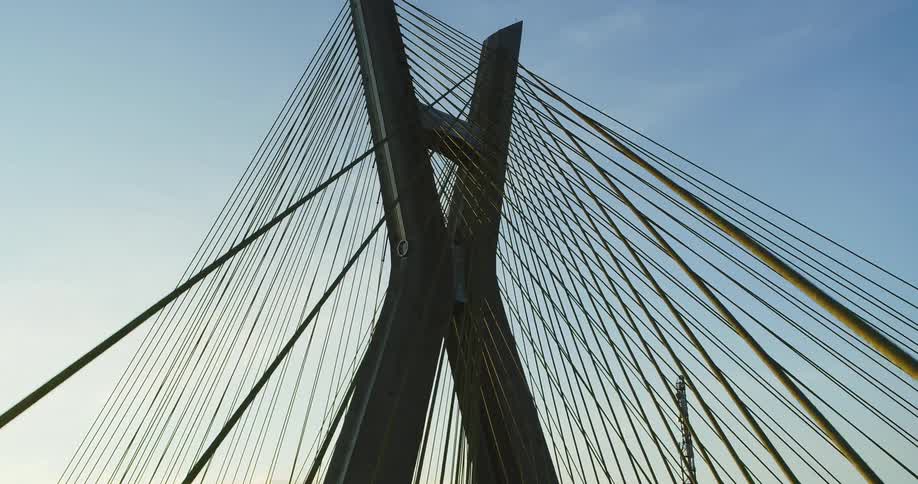 The bridge is suspended by wires