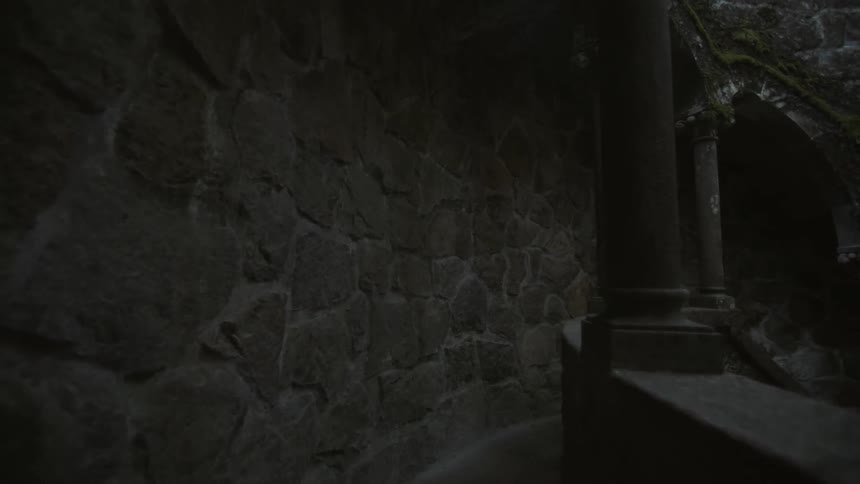 A dim stone building