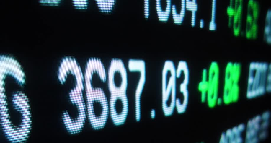 Numbers are displayed on a technology screen