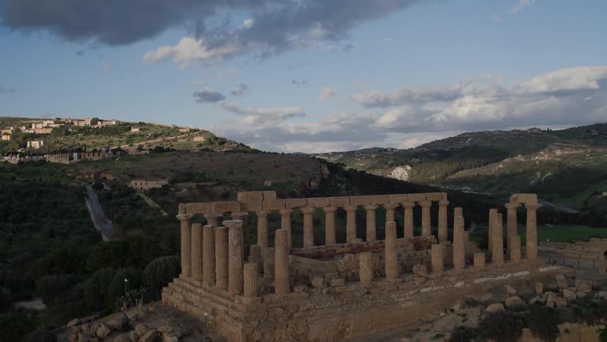 Weathered ruins on a partly cloudy day