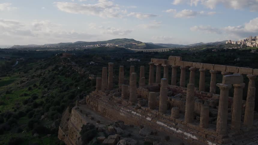 Ruins sit perched on a hill