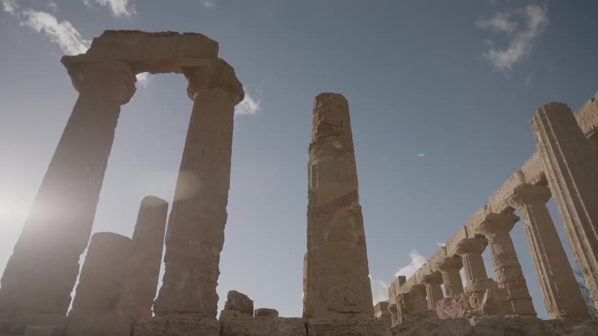 Ancient stone pillars on a sunny day