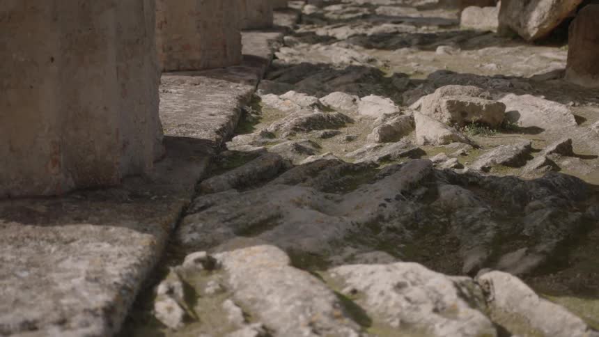 Rocks and ruins at the site of an old building