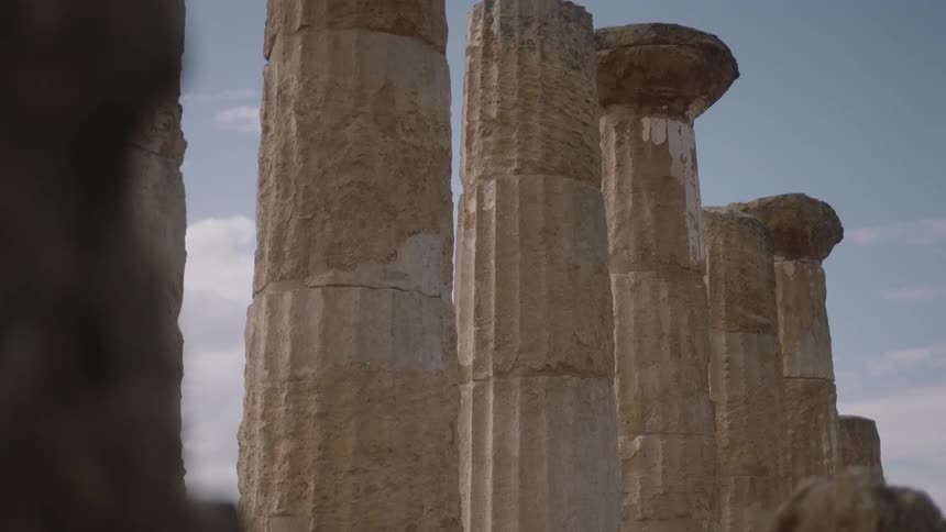 Ancient stone pillars during the day