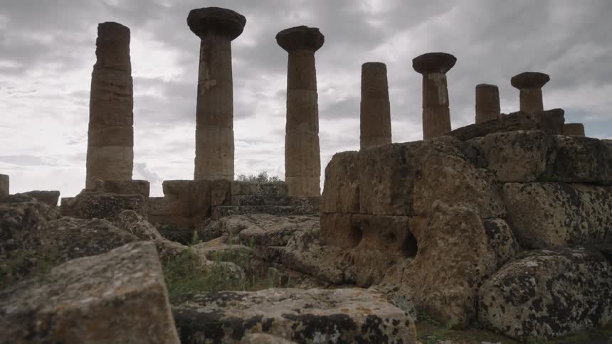 Stone pillars on a cloudy day